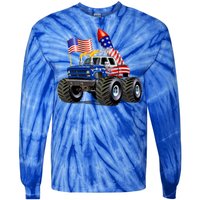 4th Of July Firecracker Monster Truck Tie-Dye Long Sleeve Shirt