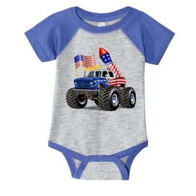 4th Of July Firecracker Monster Truck Infant Baby Jersey Bodysuit