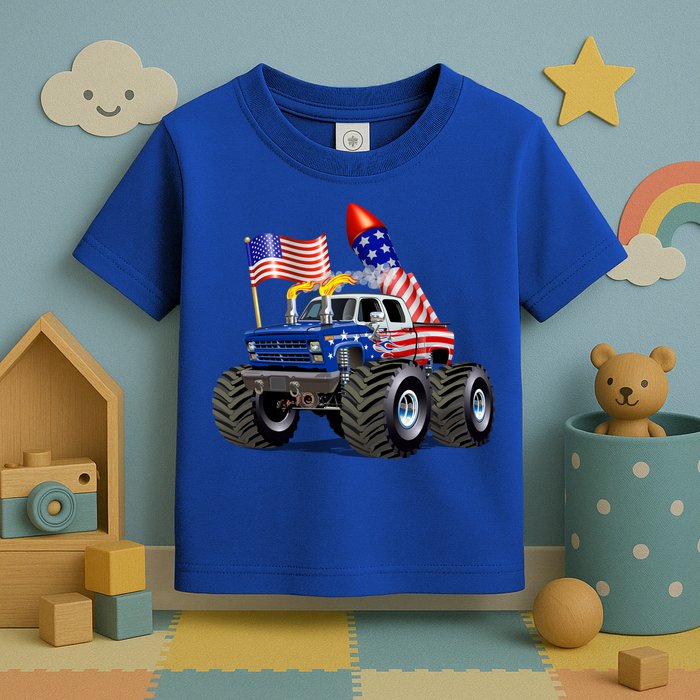 4th Of July Firecracker Monster Truck Toddler T-Shirt