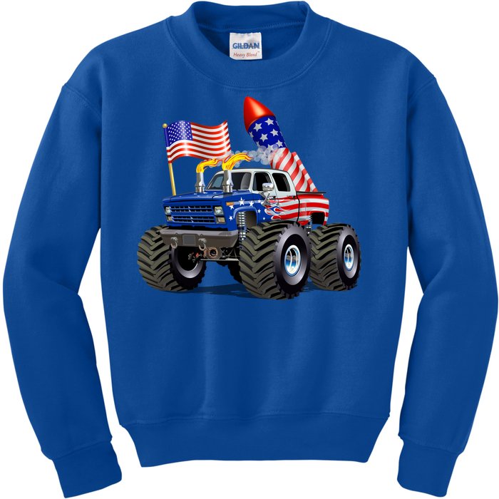 4th Of July Firecracker Monster Truck Kids Sweatshirt