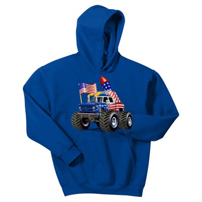 4th Of July Firecracker Monster Truck Kids Hoodie