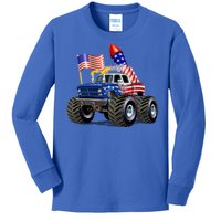 4th Of July Firecracker Monster Truck Kids Long Sleeve Shirt