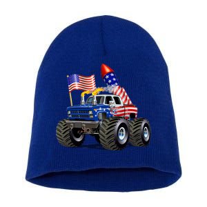 4th Of July Firecracker Monster Truck Short Acrylic Beanie