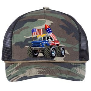 4th Of July Firecracker Monster Truck Retro Rope Trucker Hat Cap