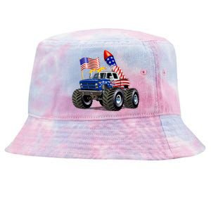 4th Of July Firecracker Monster Truck Tie-Dyed Bucket Hat