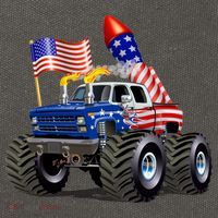 4th Of July Firecracker Monster Truck Cotton Canvas Backpack
