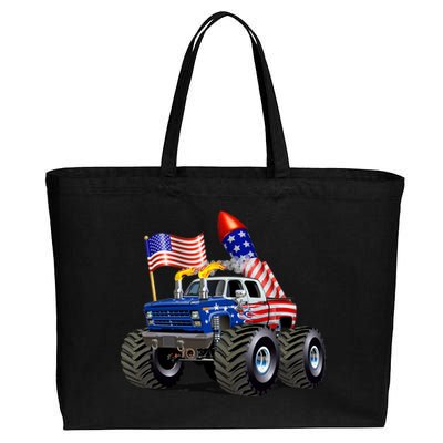 4th Of July Firecracker Monster Truck Cotton Canvas Jumbo Tote