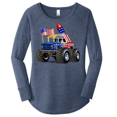 4th Of July Firecracker Monster Truck Women's Perfect Tri Tunic Long Sleeve Shirt