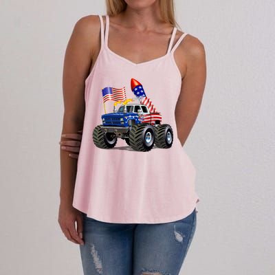 4th Of July Firecracker Monster Truck Women's Strappy Tank