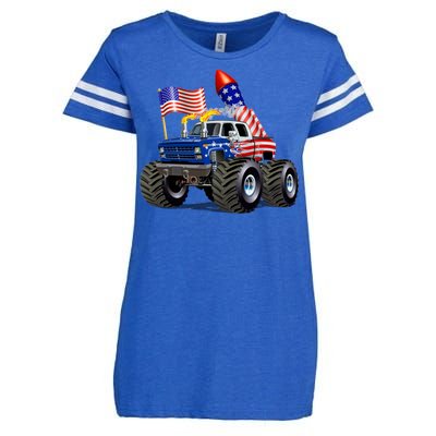 4th Of July Firecracker Monster Truck Enza Ladies Jersey Football T-Shirt