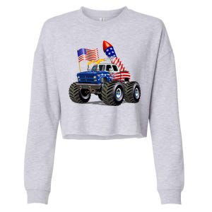 4th Of July Firecracker Monster Truck Cropped Pullover Crew