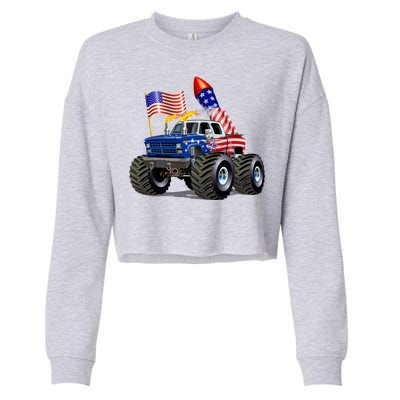 4th Of July Firecracker Monster Truck Cropped Pullover Crew