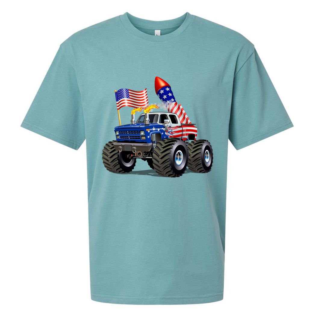 4th Of July Firecracker Monster Truck Sueded Cloud Jersey T-Shirt