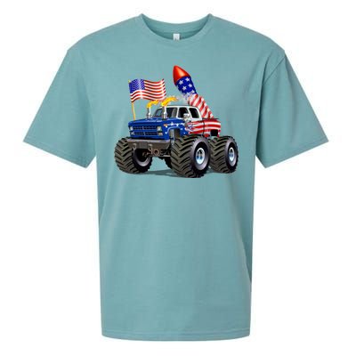 4th Of July Firecracker Monster Truck Sueded Cloud Jersey T-Shirt