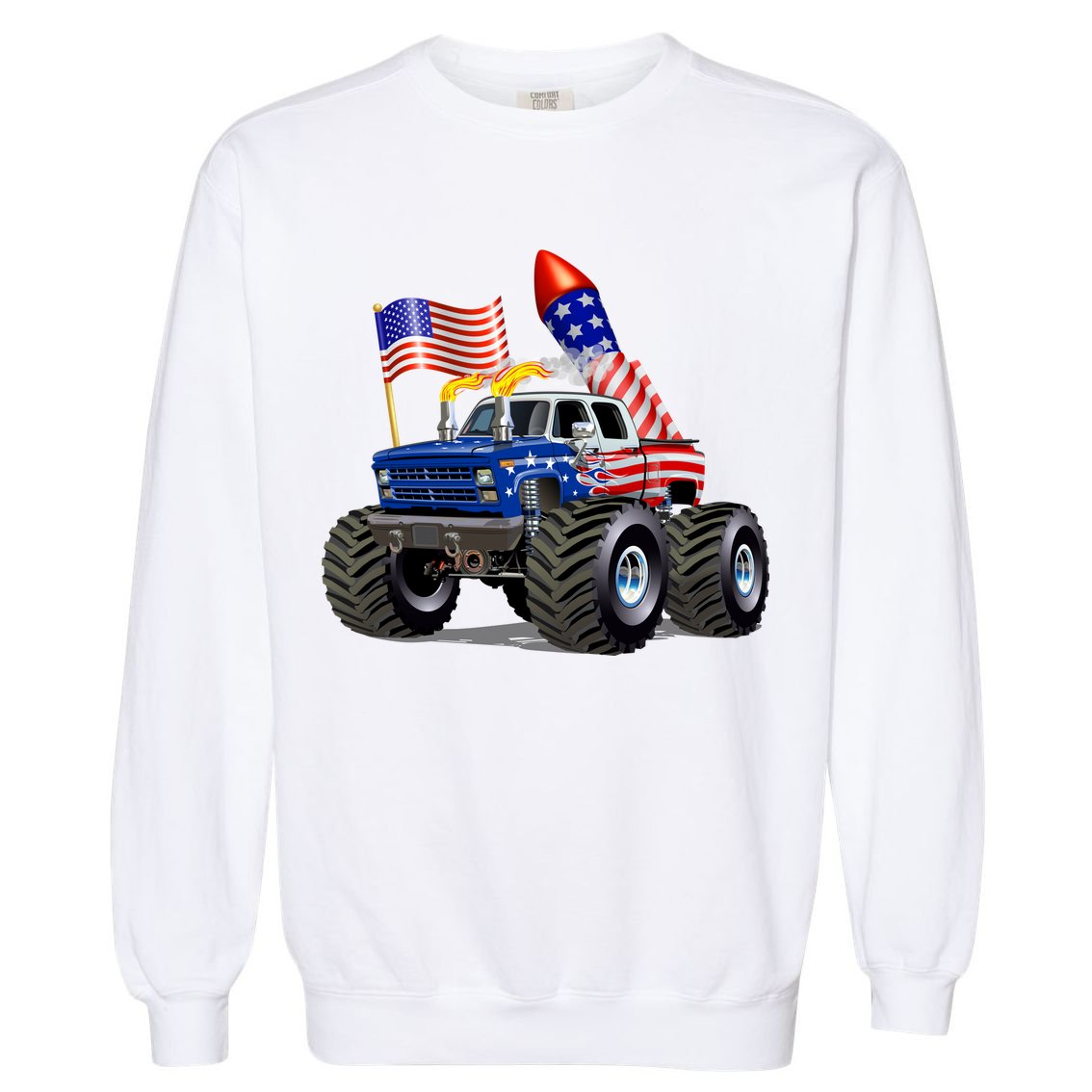 4th Of July Firecracker Monster Truck Garment-Dyed Sweatshirt