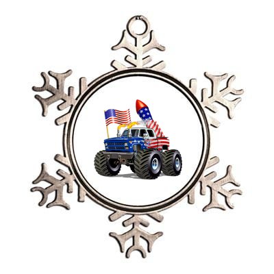 4th Of July Firecracker Monster Truck Metallic Star Ornament