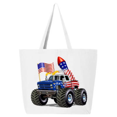 4th Of July Firecracker Monster Truck 25L Jumbo Tote