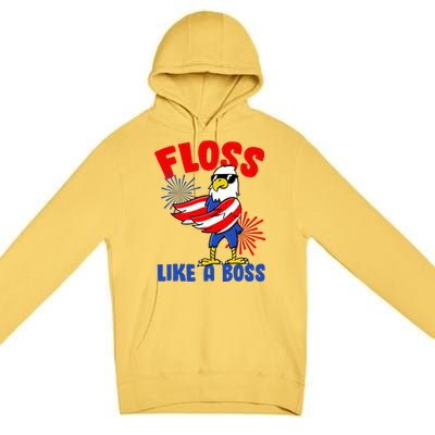 4th Of July Floss Like A Boss Eagle Premium Pullover Hoodie