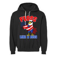 4th Of July Floss Like A Boss Eagle Garment-Dyed Fleece Hoodie