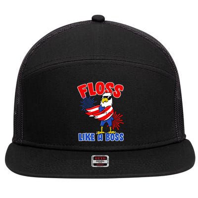 4th Of July Floss Like A Boss Eagle 7 Panel Mesh Trucker Snapback Hat