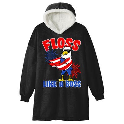 4th Of July Floss Like A Boss Eagle Hooded Wearable Blanket