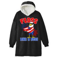 4th Of July Floss Like A Boss Eagle Hooded Wearable Blanket