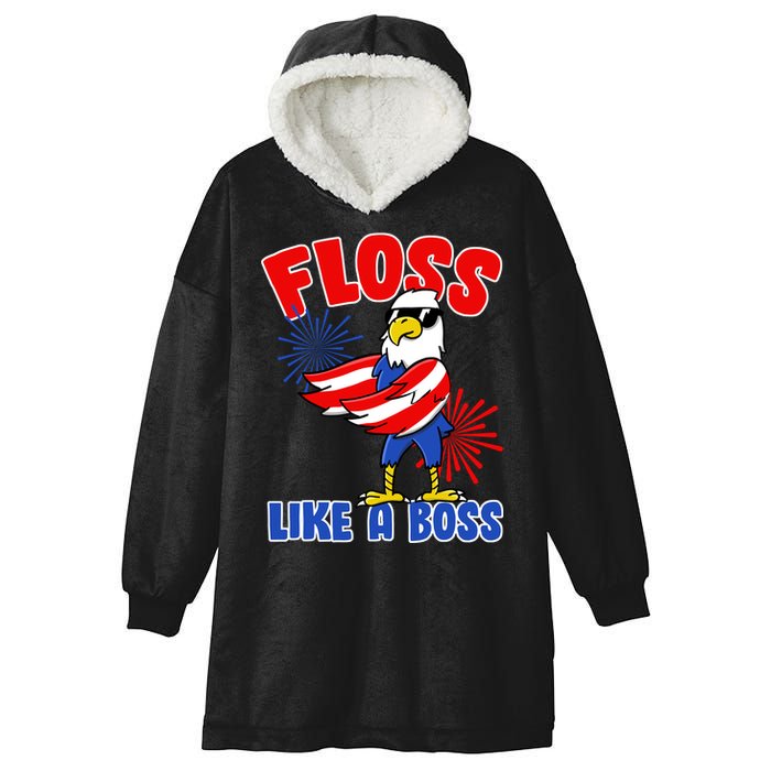 4th Of July Floss Like A Boss Eagle Hooded Wearable Blanket