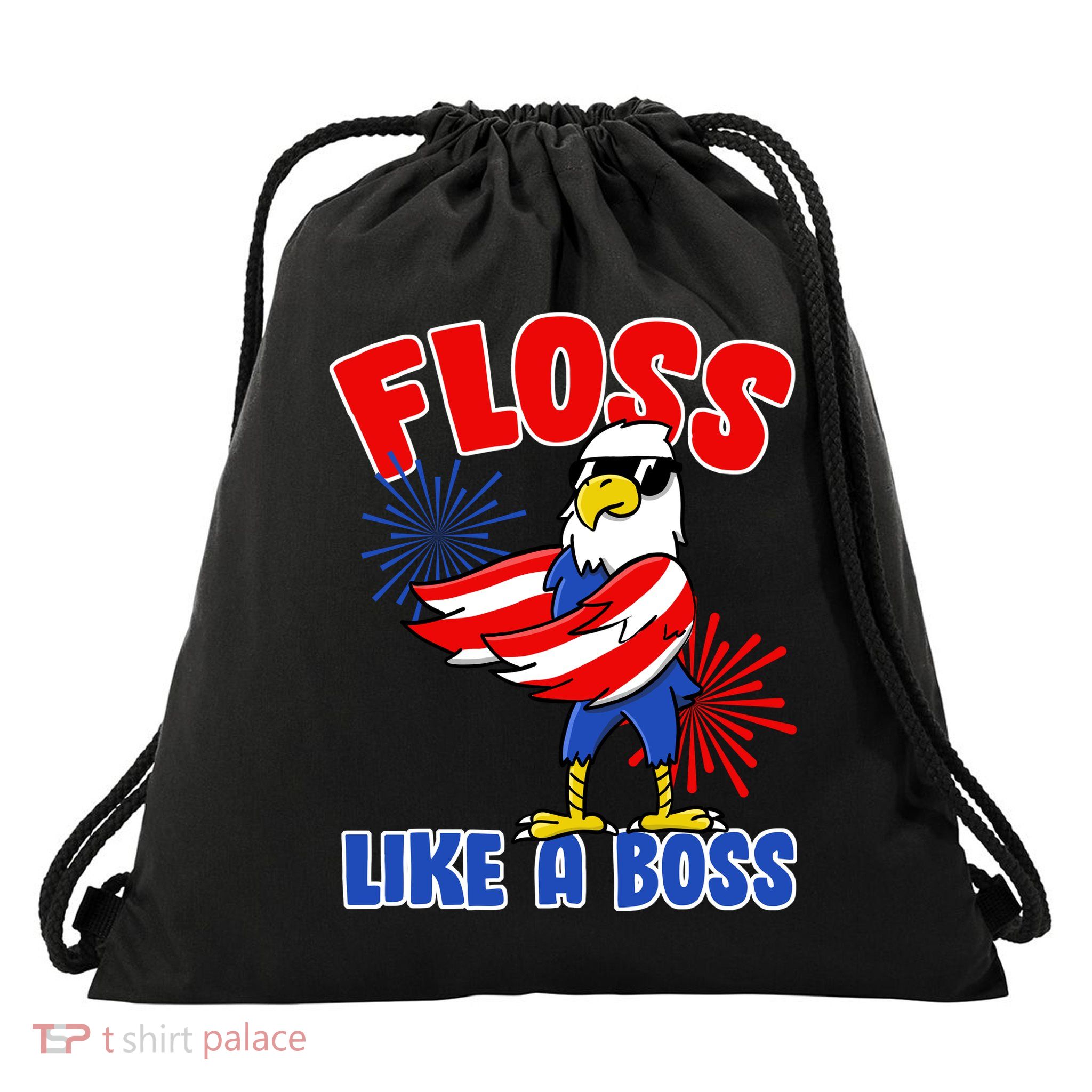 4th Of July Floss Like A Boss Eagle Drawstring Bag