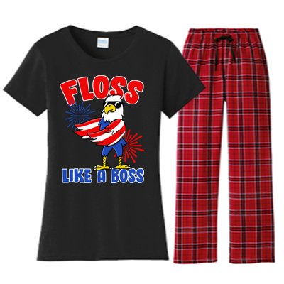 4th Of July Floss Like A Boss Eagle Women's Flannel Pajama Set