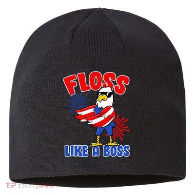 4th Of July Floss Like A Boss Eagle Sustainable Beanie