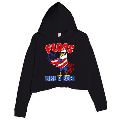 4th Of July Floss Like A Boss Eagle Crop Fleece Hoodie