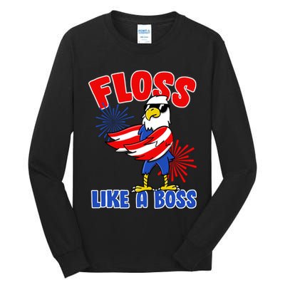 4th Of July Floss Like A Boss Eagle Tall Long Sleeve T-Shirt