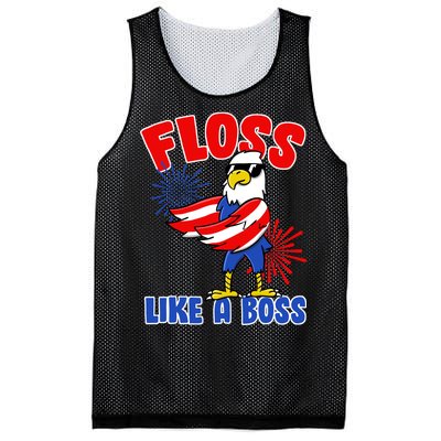 4th Of July Floss Like A Boss Eagle Mesh Reversible Basketball Jersey Tank