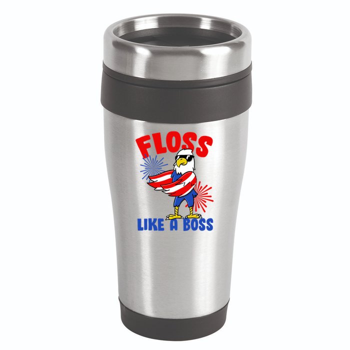 4th Of July Floss Like A Boss Eagle 16oz Travel Tumbler
