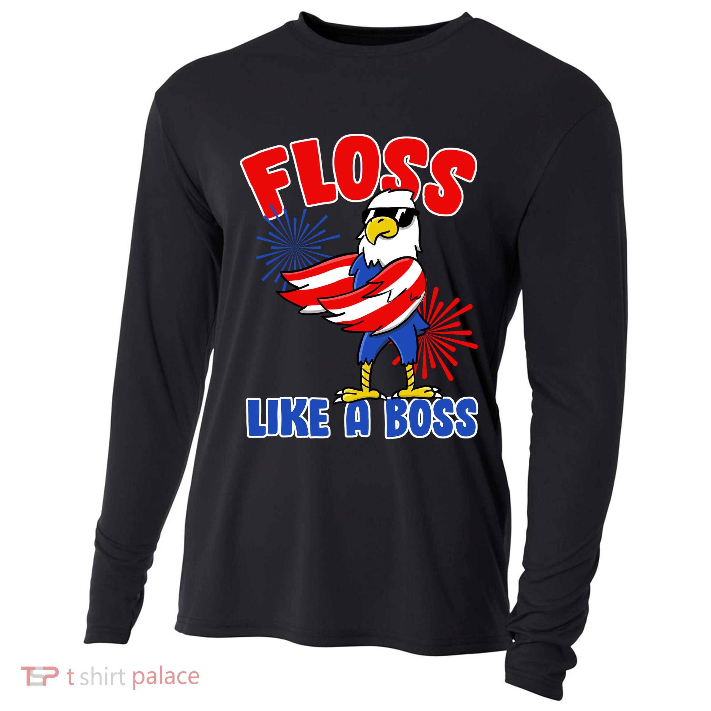 4th Of July Floss Like A Boss Eagle Cooling Performance Long Sleeve Crew