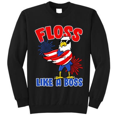 4th Of July Floss Like A Boss Eagle Tall Sweatshirt