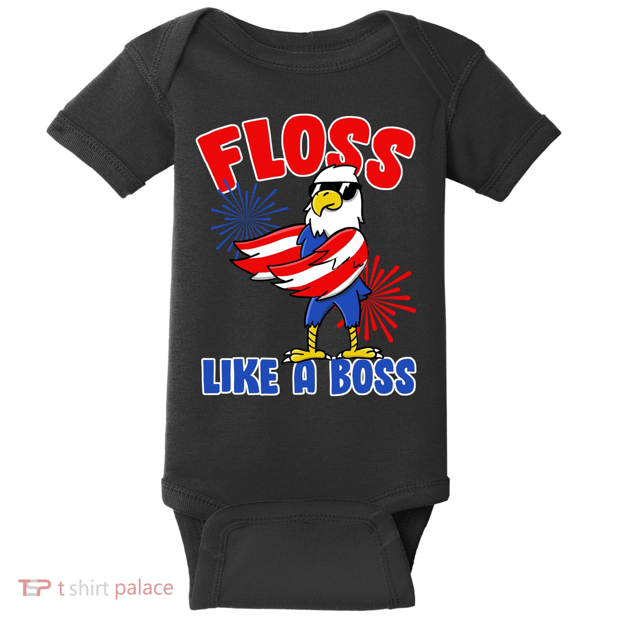 4th Of July Floss Like A Boss Eagle Baby Bodysuit