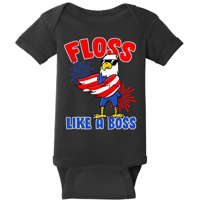 4th Of July Floss Like A Boss Eagle Baby Bodysuit