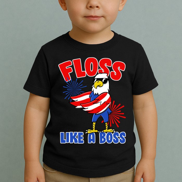4th Of July Floss Like A Boss Eagle Toddler T-Shirt