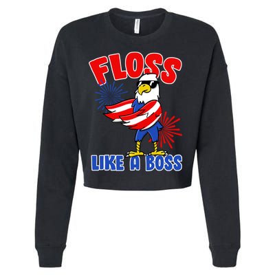 4th Of July Floss Like A Boss Eagle Cropped Pullover Crew