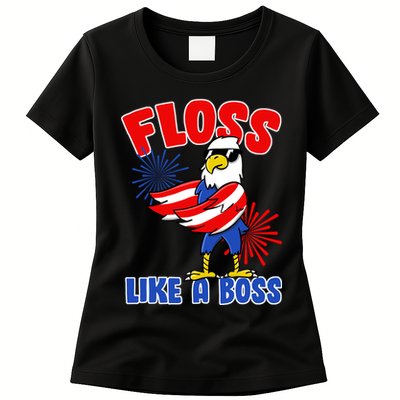 4th Of July Floss Like A Boss Eagle Womens T-Shirt