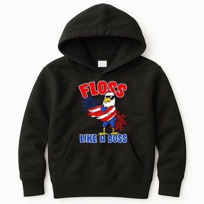4th Of July Floss Like A Boss Eagle Kids Hoodie