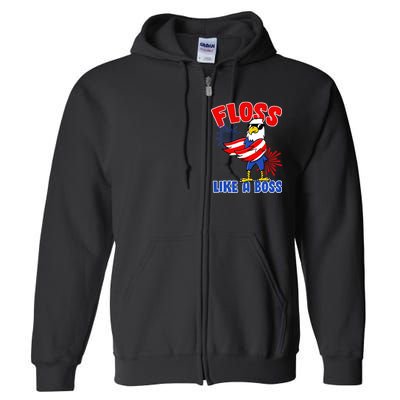 4th Of July Floss Like A Boss Eagle Full Zip Hoodie