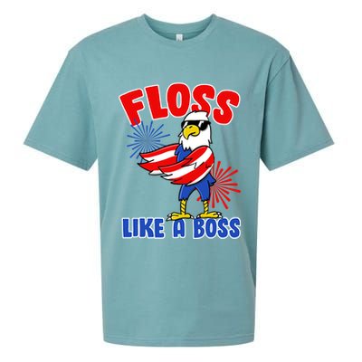 4th Of July Floss Like A Boss Eagle Sueded Cloud Jersey T-Shirt