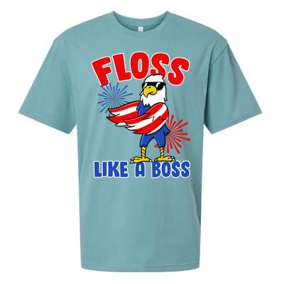 4th Of July Floss Like A Boss Eagle Sueded Cloud Jersey T-Shirt