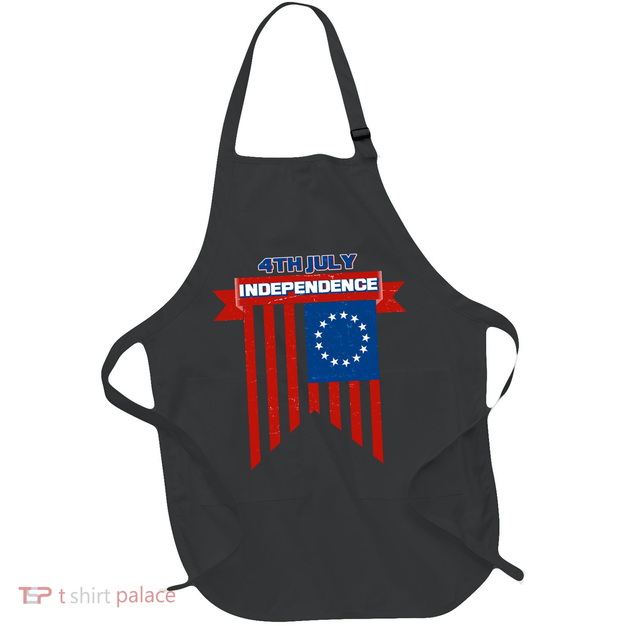 4th Of July Independence American Flag  Full-Length Apron With Pockets