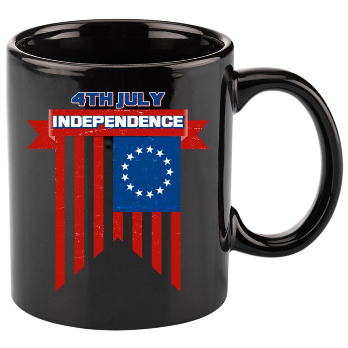 4th Of July Independence American Flag  11oz C Handle Ceramic Mug