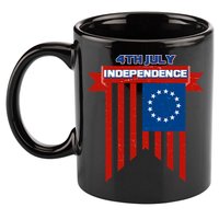 4th Of July Independence American Flag  11oz C Handle Ceramic Mug