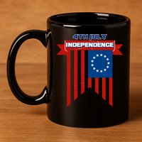 4th Of July Independence American Flag  11oz C Handle Ceramic Mug