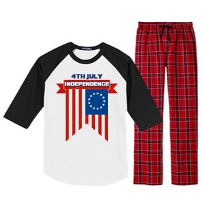 4th Of July Independence American Flag  Raglan Sleeve Pajama Set